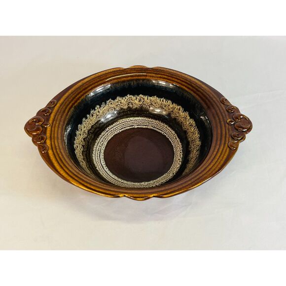 Vintage Haeger USA Pottery Wash Basin Bowl Brown Swirl - Picture 1 of 7